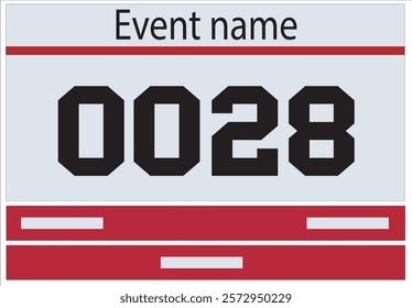 Red colored marathon number bib isolated on white.