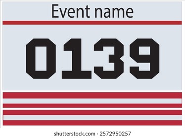 Red colored marathon number bib isolated on white.