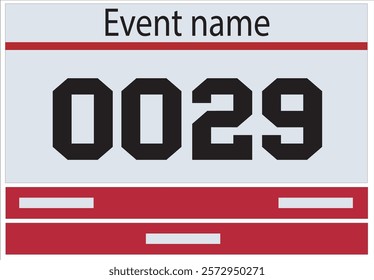 Red colored marathon number bib isolated on white.