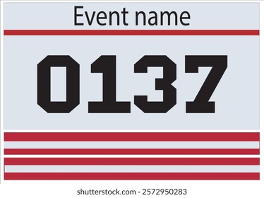 Red colored marathon number bib isolated on white.