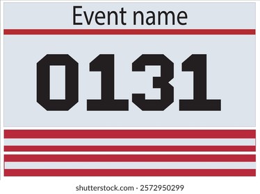 Red colored marathon number bib isolated on white.