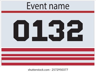 Red colored marathon number bib isolated on white.