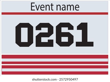 Red colored marathon number bib isolated on white.