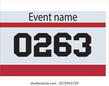 Red colored marathon number bib isolated on white.