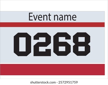 Red colored marathon number bib isolated on white.