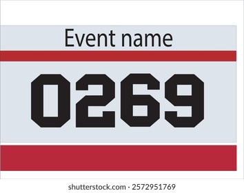 Red colored marathon number bib isolated on white.