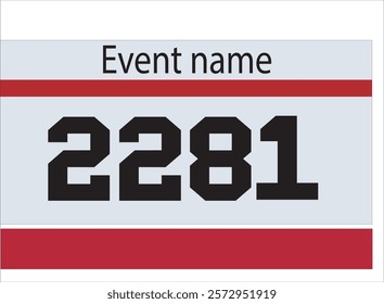 Red colored marathon number bib isolated on white.