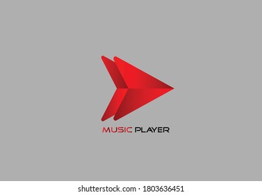 Red Colored Music Player Logo Design Stock Vector (Royalty Free) 1803636451