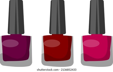 Nailpolishes de color rojo, ilustración, vector sobre un fondo blanco.