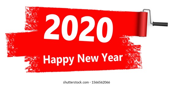 red colored paint roller concept for New Year 2020