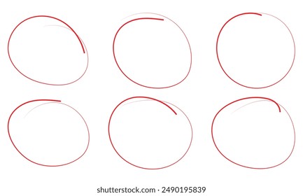 Red colored pencil circles, red hand drawn circles, Red circle pen draw.