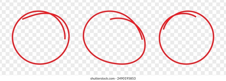 Red colored pencil circles, red hand drawn circles, Red circle pen draw.