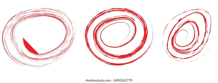Red colored pencil circles, red hand drawn circles, Red circle highlighting design eps 10