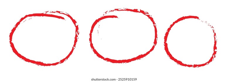 Red colored pencil circles, red hand drawn circles, Red circle highlighting