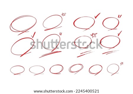 Red colored pencil circles, red hand drawn circles, Red circle highlighting