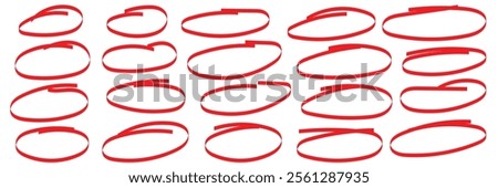 Red colored pencil circles, red hand drawn circles, Red circle highlighting