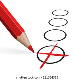 red colored pencil drawing cross for selection usage