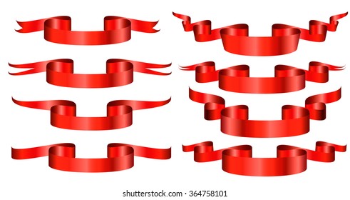Red Colored Ribbon Realistic Glossy Vector Stock Vector (Royalty Free ...