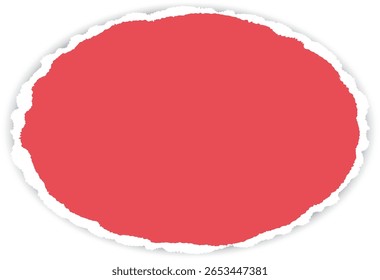banner de papel rasgado vetor redondo de cor vermelha com bordas rasgadas com espaço para o texto