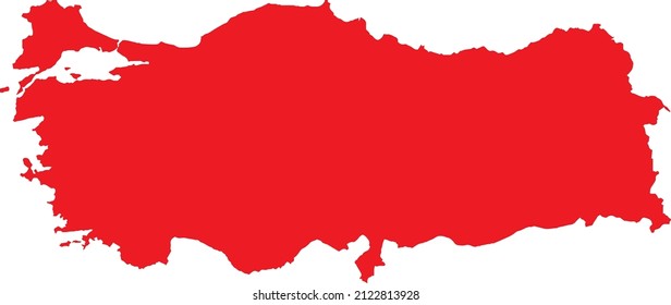 Red colored Turkey outline map. Political turkish map. Vector illustration map.