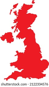 Red colored United Kingdom outline map. Political uk map. Vector illustration map.