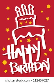 A red colored Vector Birthday Card with a cake.