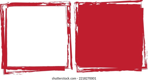 red colored vector brush painted banner on white background