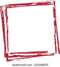 ilusión vectorial de color rojo de pincel estampado de tinta marco de banner sobre fondo blanco