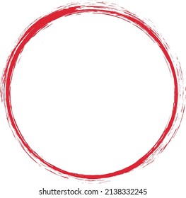 ilusión vectorial de color rojo de pincel redondo estampado de tinta marco de banner sobre fondo blanco