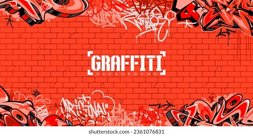 Red Colorful Abstract Urban Style Hiphop Graffiti Street Art Vector Illustration Background Template