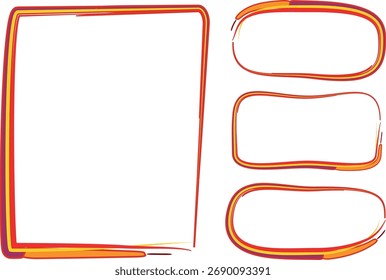 Bordes de cuadro de texto abstracto de estilo dibujado a mano creativo colorido rojo