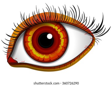 Red colorful eye.Vector illustration.