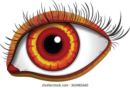 Red colorful eye.Vector illustration.