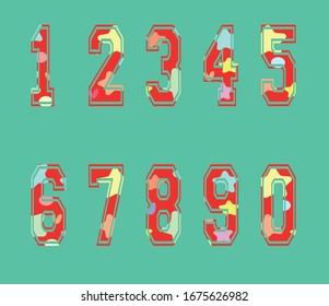 red colorful number design vector 