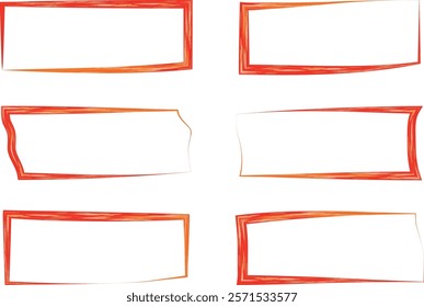 red colorful rectangular art frames set vector