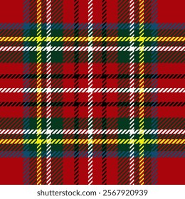 red with colorful strip of plaid buffalo checkered seamless pattern use for fabric, print, textile, curtain, tablecloth, napkin 