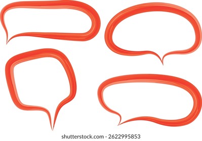 red colorful thick abstract hand drawn doodle sketch speech bubbles