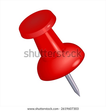 The red colorful thumbtack. Red pushpin  isolated on transparent background. Office stationery. Pins tacks. Realistic pushpins. Glossy plastic pin tacks. Vector 3d illustration.