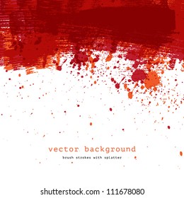 Red colorful vector abstract brush stroke and splatter background