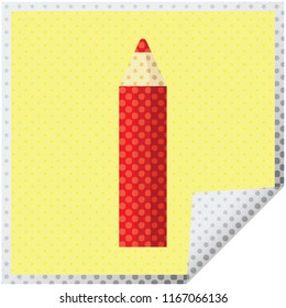 red coloring pencil graphic vector illustration square sticker