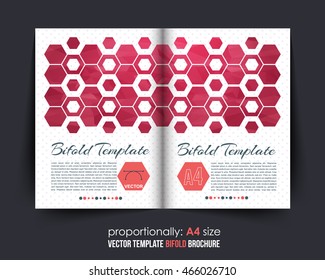 Red Colors Bi-Fold Brochure Design. Corporate Leaflet, Cover Template