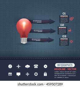 Red Colors Bulb Theme, Infographics Template, Colorful Arrows