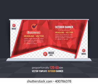 Red Colors Geometric Elements Outdoor Advertising Design, Horizontal Banner, Background Template 