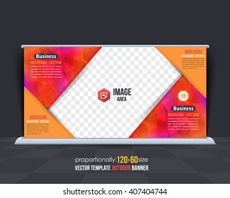 Red Colors Geometric Elements Outdoor Advertising Design, Horizontal Banner, Background Template 