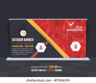 Red Colors Geometric Elements Outdoor Advertising Design, Horizontal Banner, Background Template 