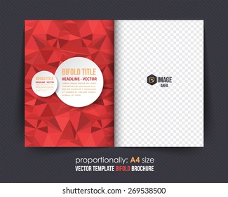 Red Colors Geometric Elements Style Business Bi-Fold Brochure Design. Corporate Leaflet, Cover Template