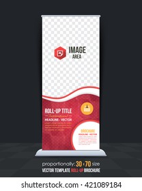 Red Colors Geometric Polygonal Background Roll-Up Banner, Advertising Vector Design