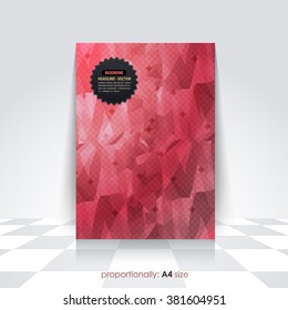 Red Colors Low Poly Background, A4 Flyer, Brochure Design. Cover, Corporate Leaflet Template