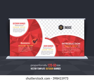 Red Colors Outdoor Advertising Design, Horizontal Banner, Background Template 