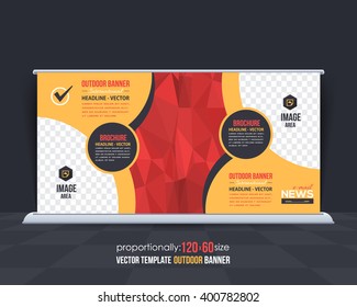 Red Colors Polygonal Background, Outdoor Advertising Design, Horizontal Banner Template 